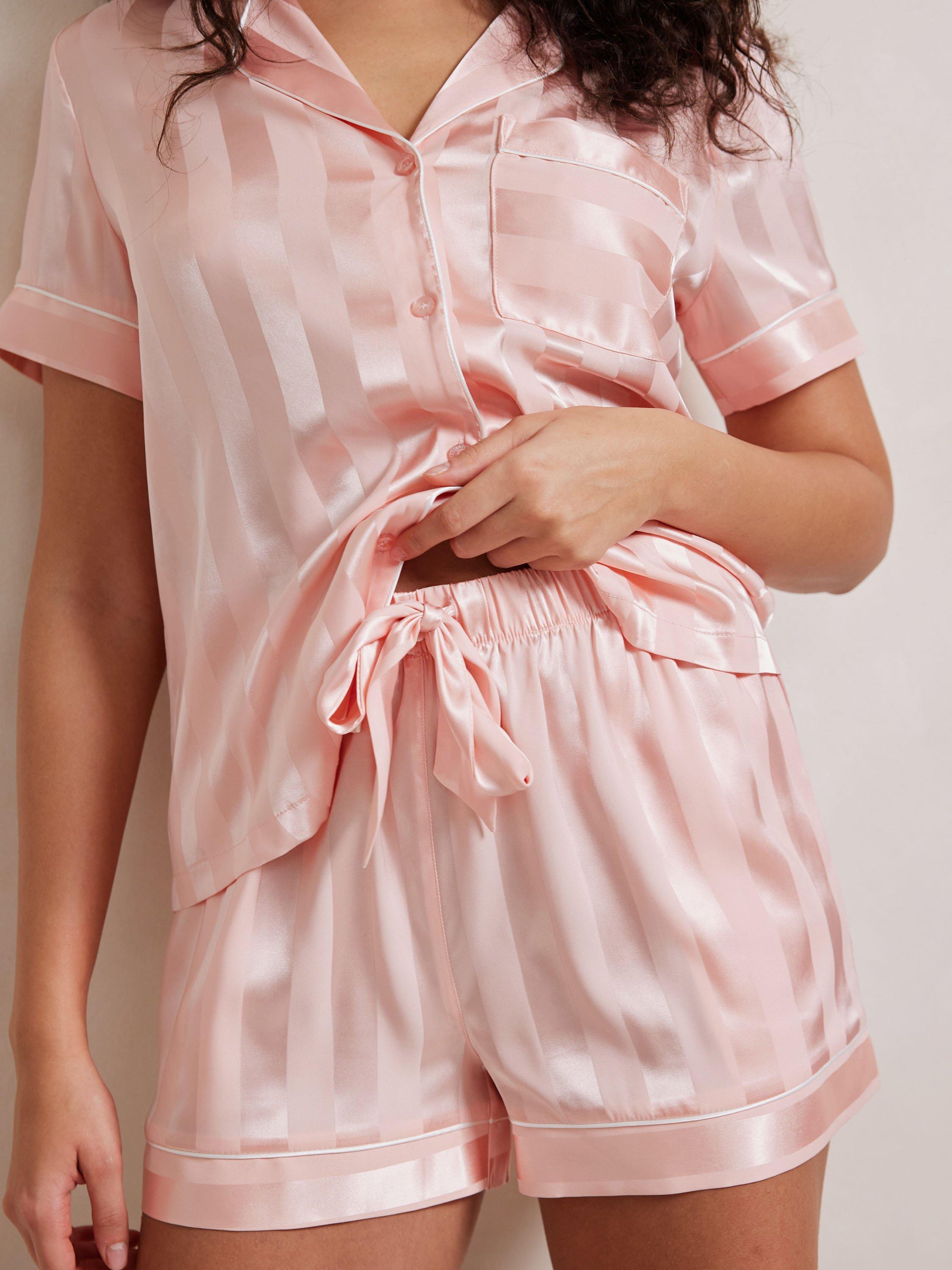Product image 3 of 5, which shows Chelsea Peers Satin Short Pyjama Set, Pink, 6