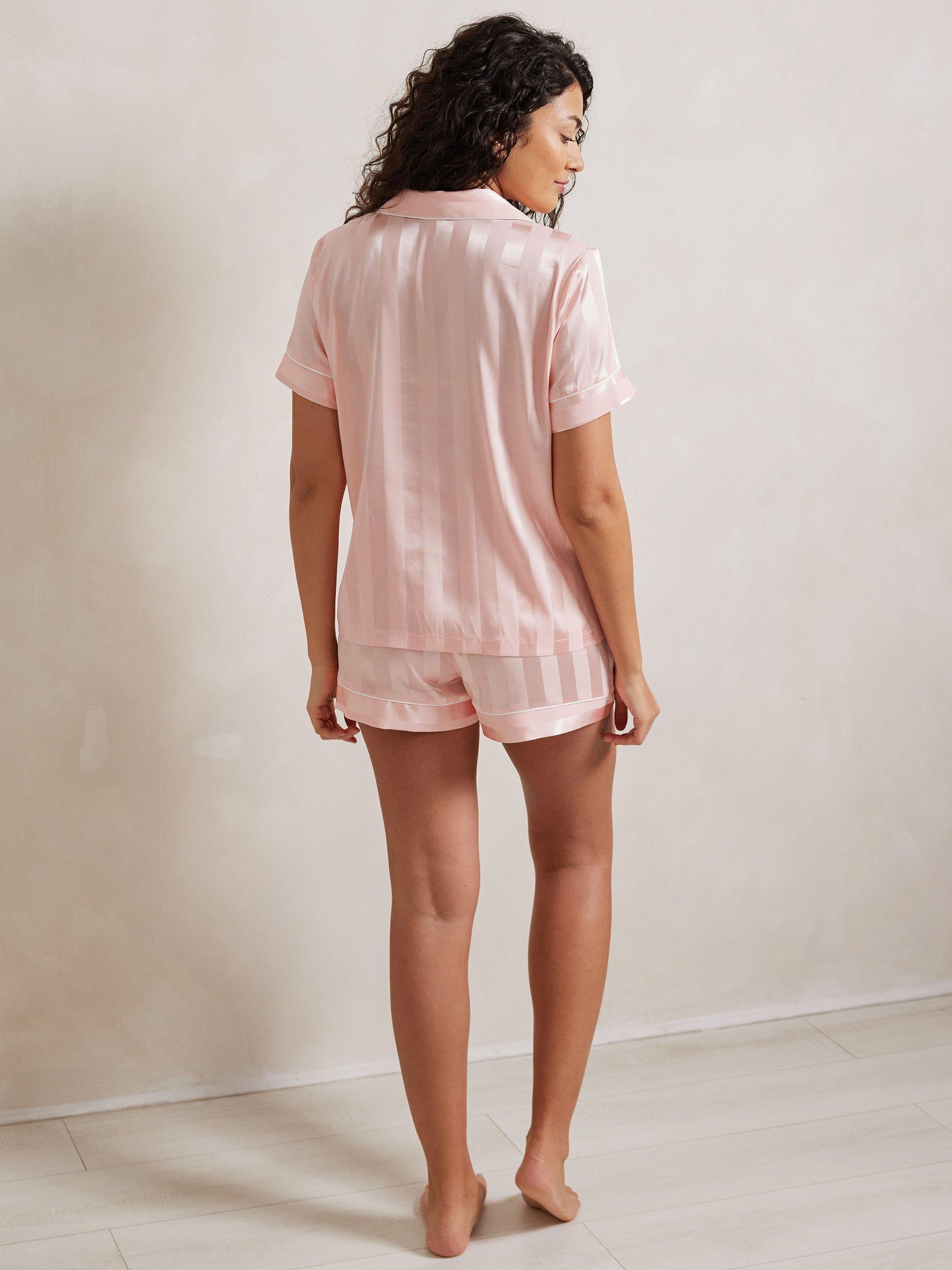 Product image 4 of 5, which shows Chelsea Peers Satin Short Pyjama Set, Pink, 6