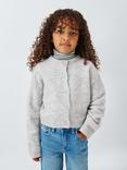 John Lewis Kids' Spongy Yarn Crew Neck Cardigan, Grey