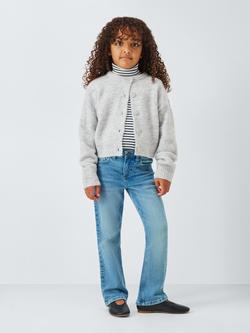 John Lewis Kids' Spongy Yarn Crew Neck Cardigan, Grey - view 2, Grey