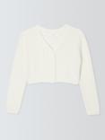 John Lewis Kids' Eyelash V-Neck Cardigan, White