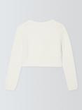John Lewis Kids' Eyelash V-Neck Cardigan, White