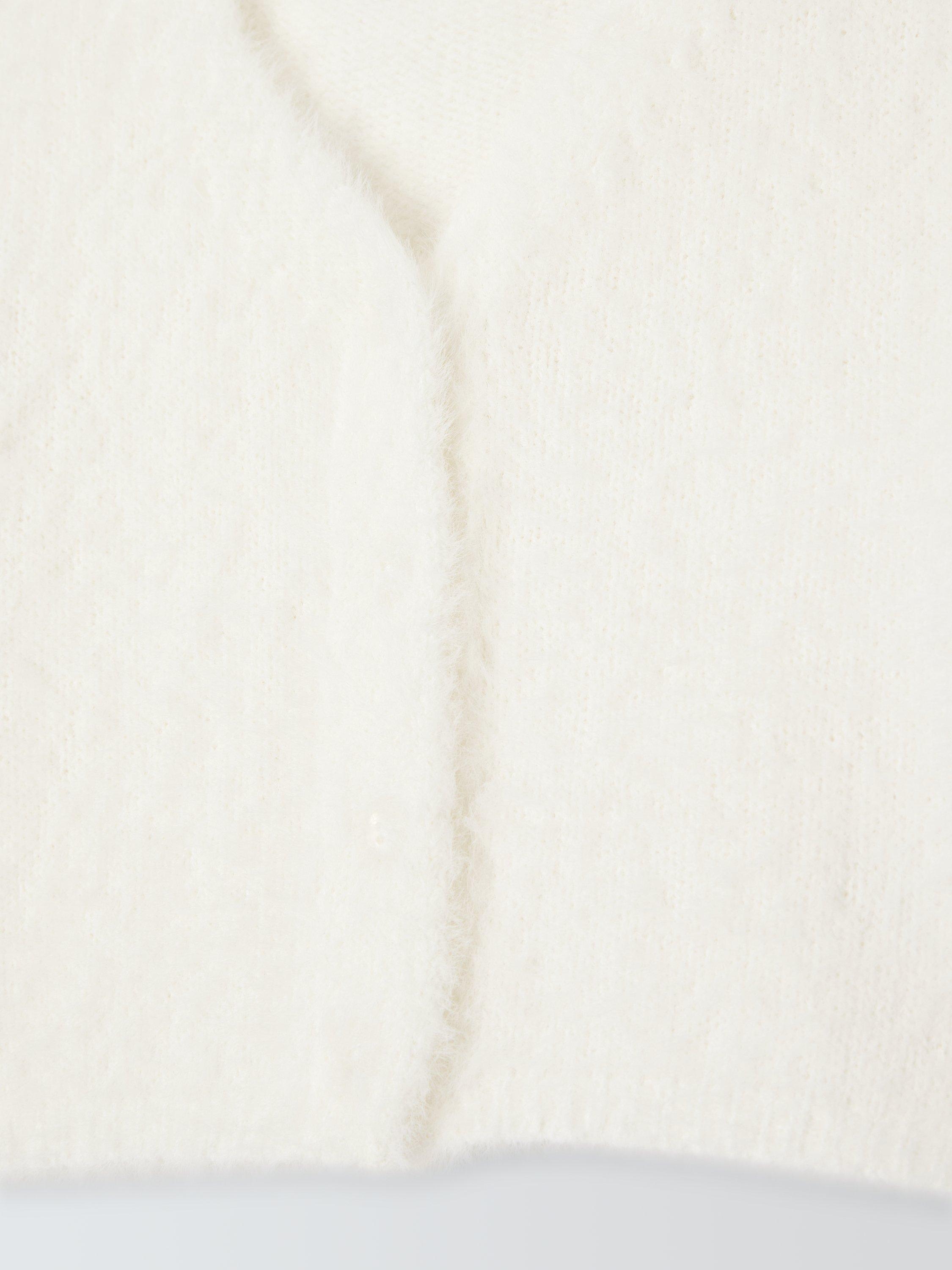 Product image 3 of 3, which shows John Lewis Kids' Eyelash V-Neck Cardigan, White, 3 years