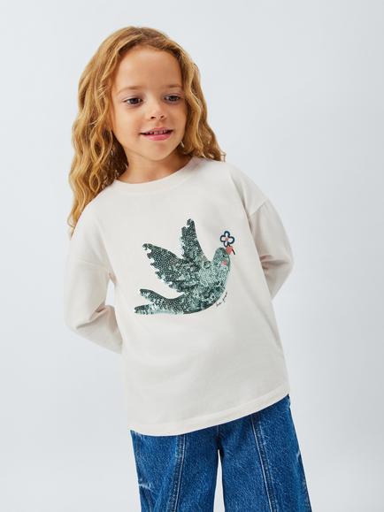 John Lewis Kids' Sequin Long Sleeve Top, Multi, Multi