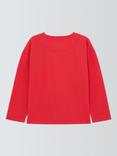John Lewis Kids' Sequin Heart Jersey Top, Red