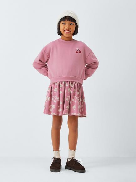 John Lewis Kids' Cherry Jumper Dress, Pink - view 2, Pink
