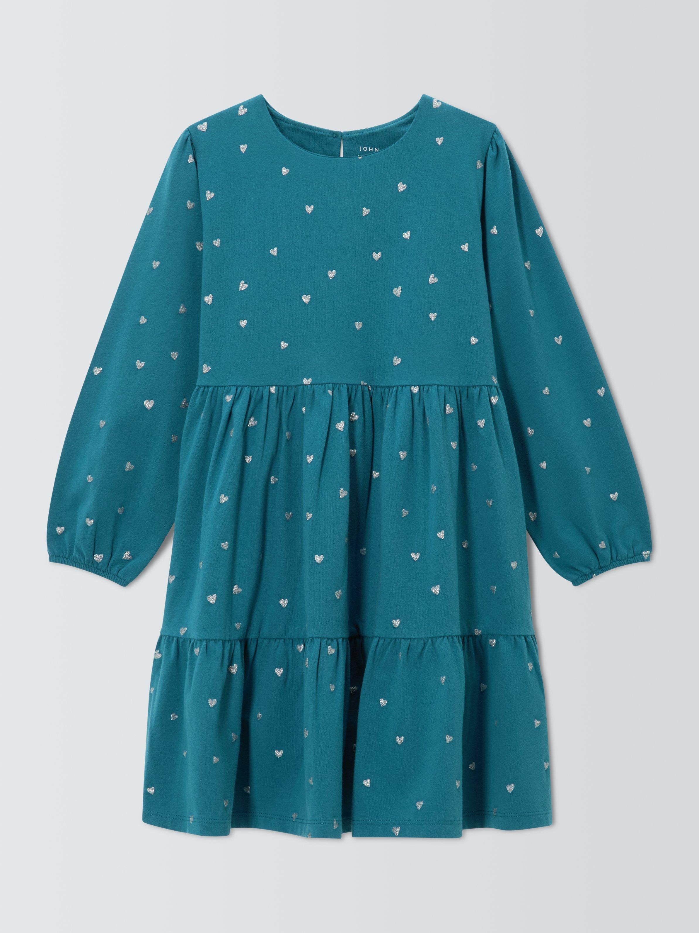 Product image 3 of 8, which shows John Lewis Kids' Glitter Heart Jersey Dress, Multi, 7 years