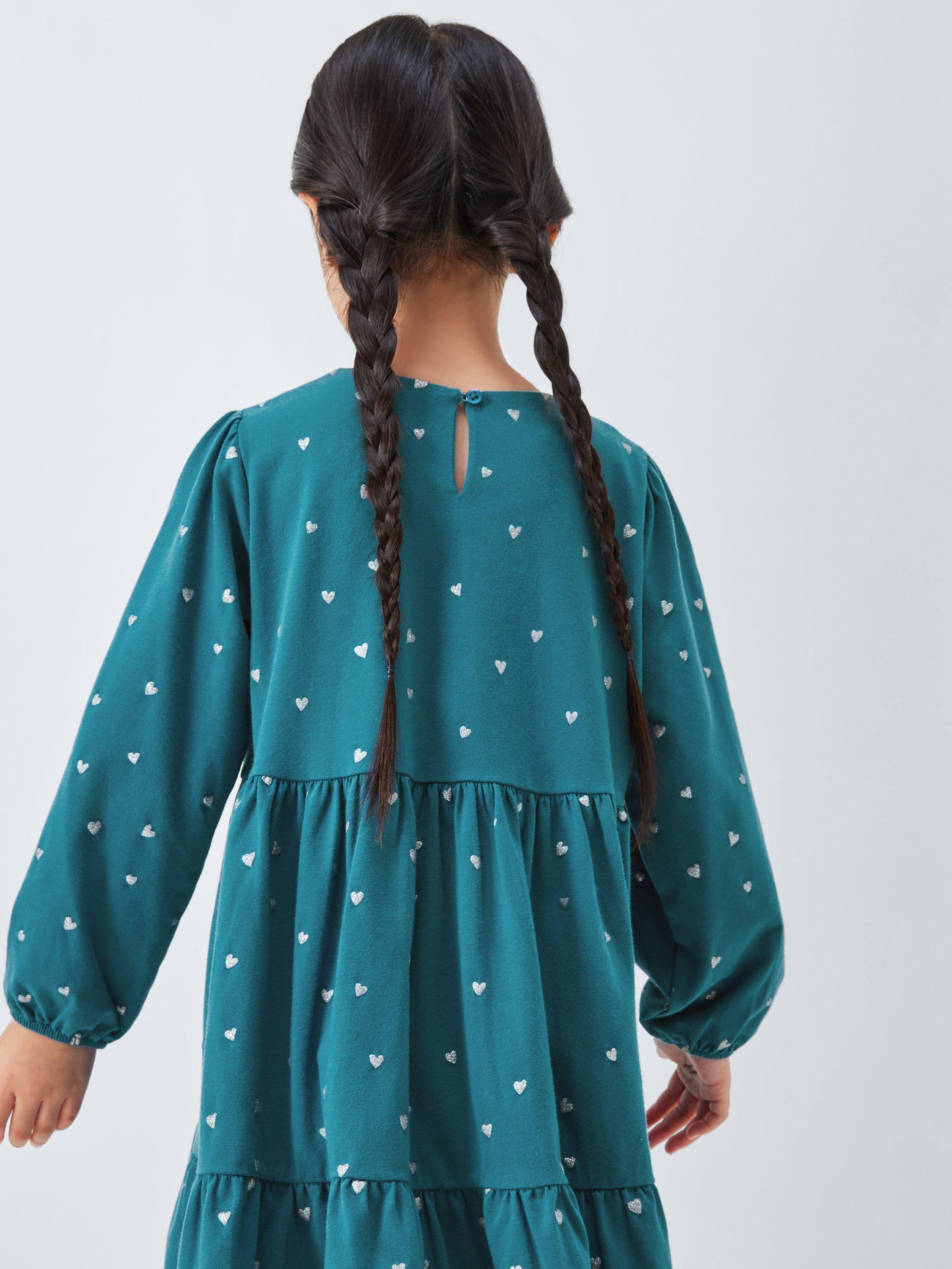 Product image 6 of 8, which shows John Lewis Kids' Glitter Heart Jersey Dress, Multi, 7 years