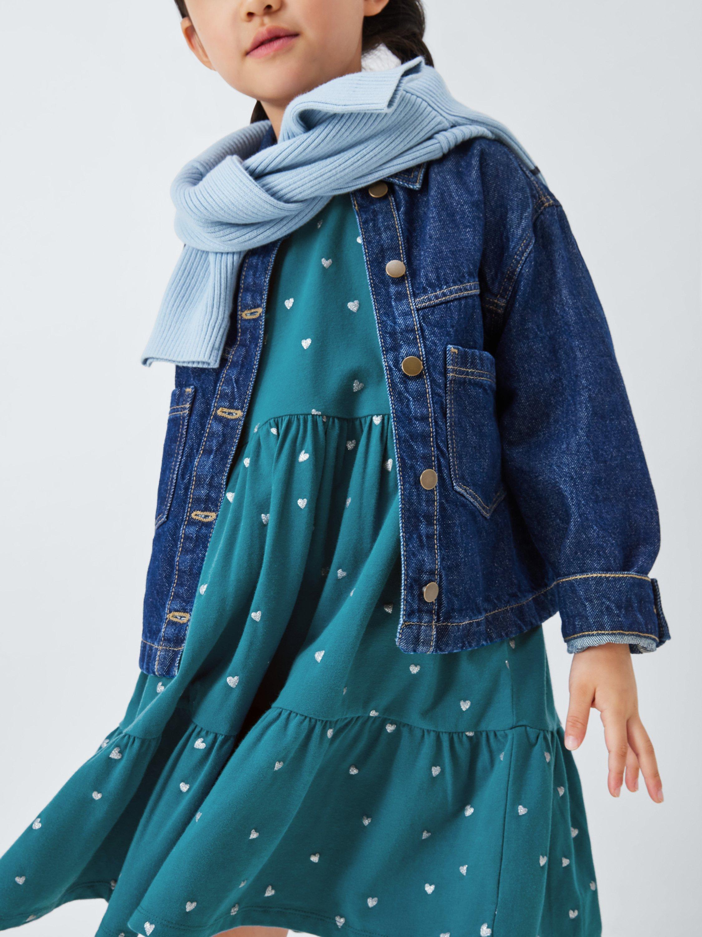 Product image 8 of 8, which shows John Lewis Kids' Glitter Heart Jersey Dress, Multi, 7 years