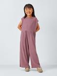 John Lewis Kids' Ribbed Jersey Jumpsuit, Dark Pink