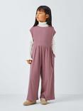 John Lewis Kids' Ribbed Jersey Jumpsuit, Dark Pink