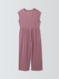 John Lewis Kids' Ribbed Jersey Jumpsuit, Dark Pink