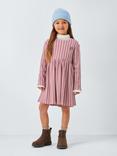 John Lewis Kids' Rib Stripe Flower Dress, Pink Stripe