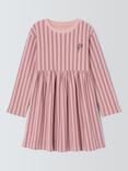 John Lewis Kids' Rib Stripe Flower Dress, Pink Stripe