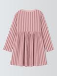 John Lewis Kids' Rib Stripe Flower Dress, Pink Stripe