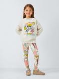 John Lewis Kids' Ribbed Graphic Shapes Leggings, Pink Shapes