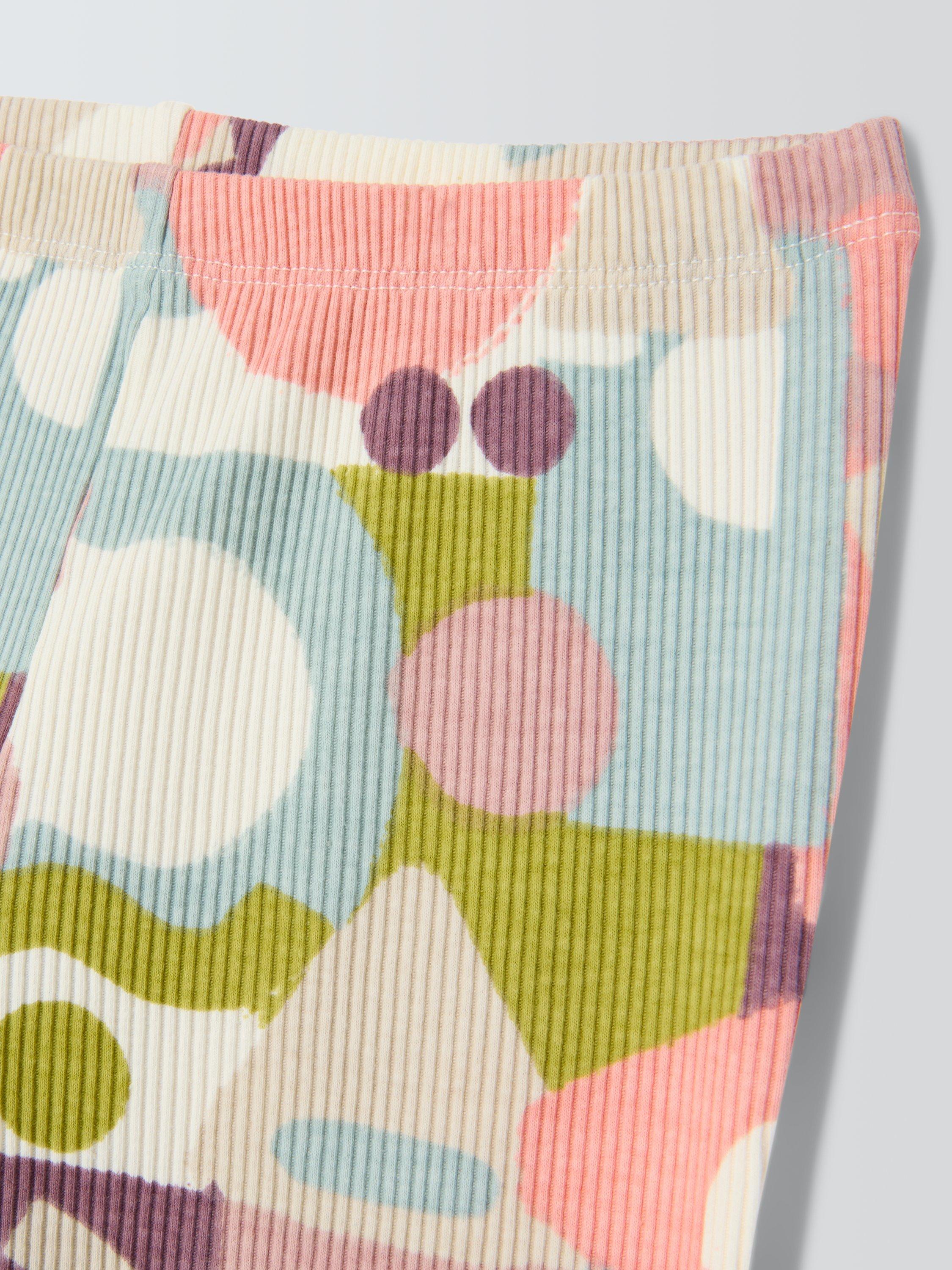 Product image 3 of 3, which shows John Lewis Kids' Ribbed Graphic Shapes Leggings, Pink Shapes, 3 years