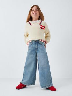 John Lewis Girl's Slouch Wide Leg Jeans, Blue - view 2, Blue
