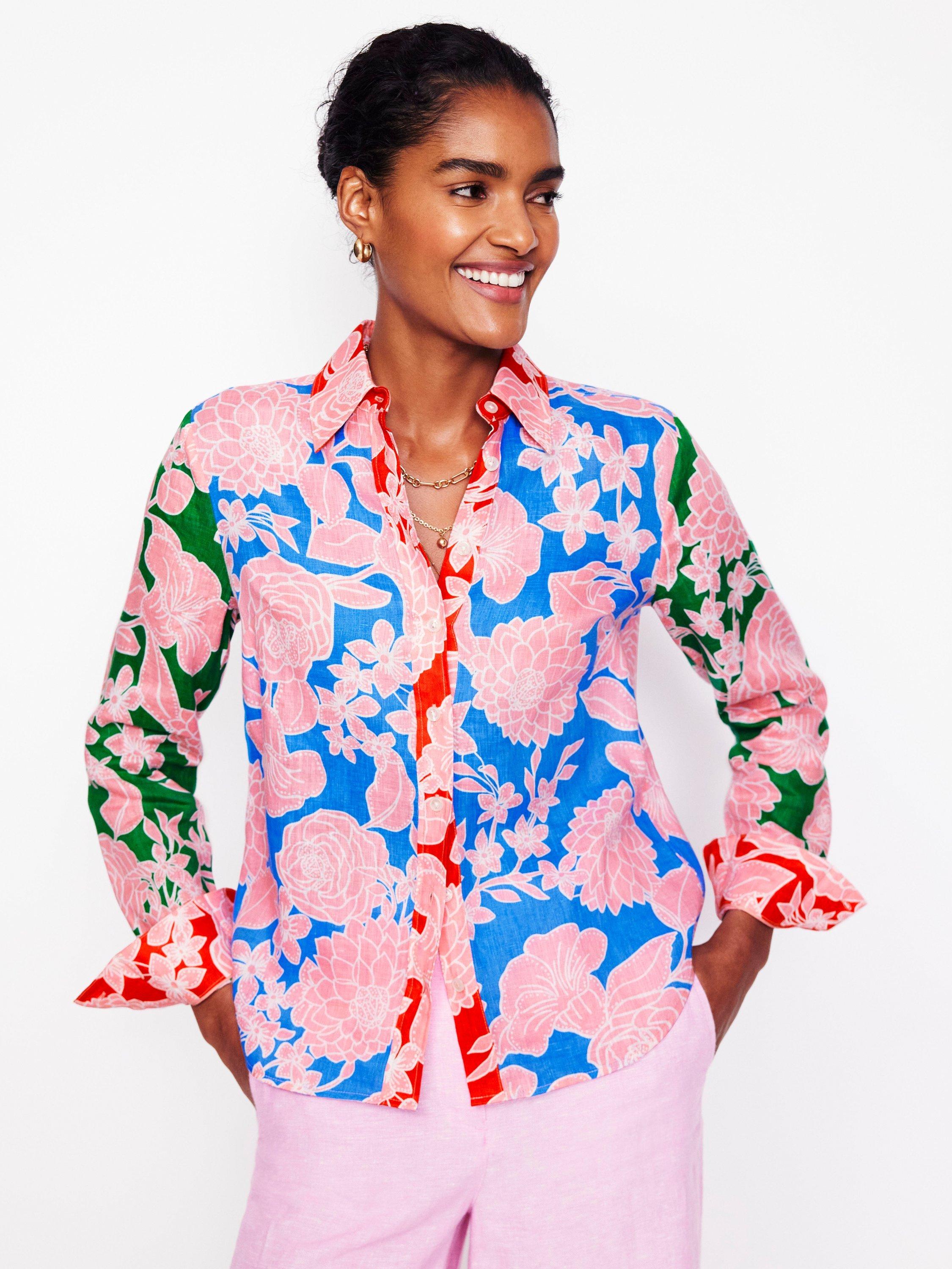 Product image 1 of 5, which shows Boden Sienna Floral Pure Linen Shirt, Multi, 8