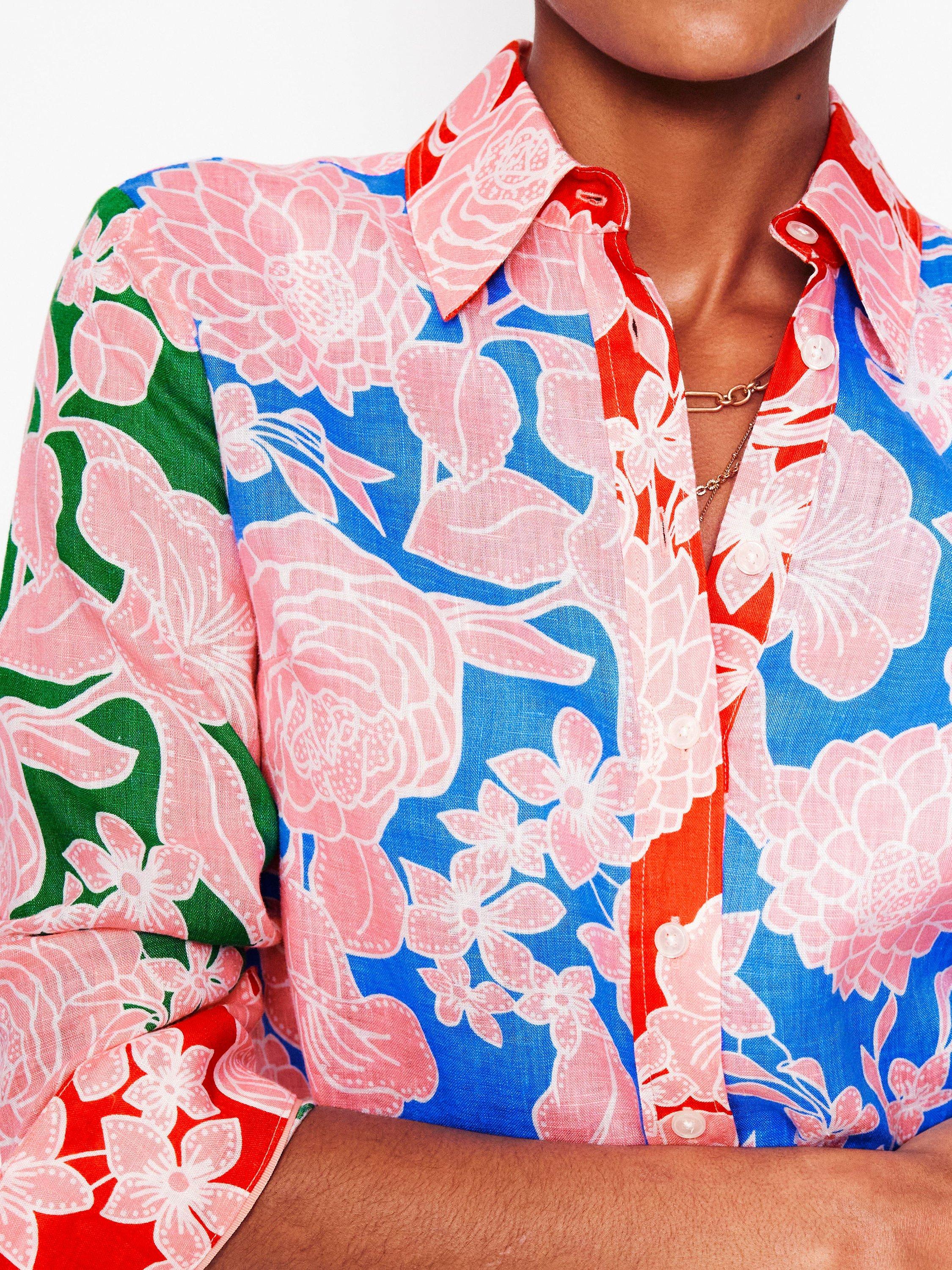 Product image 2 of 5, which shows Boden Sienna Floral Pure Linen Shirt, Multi, 8
