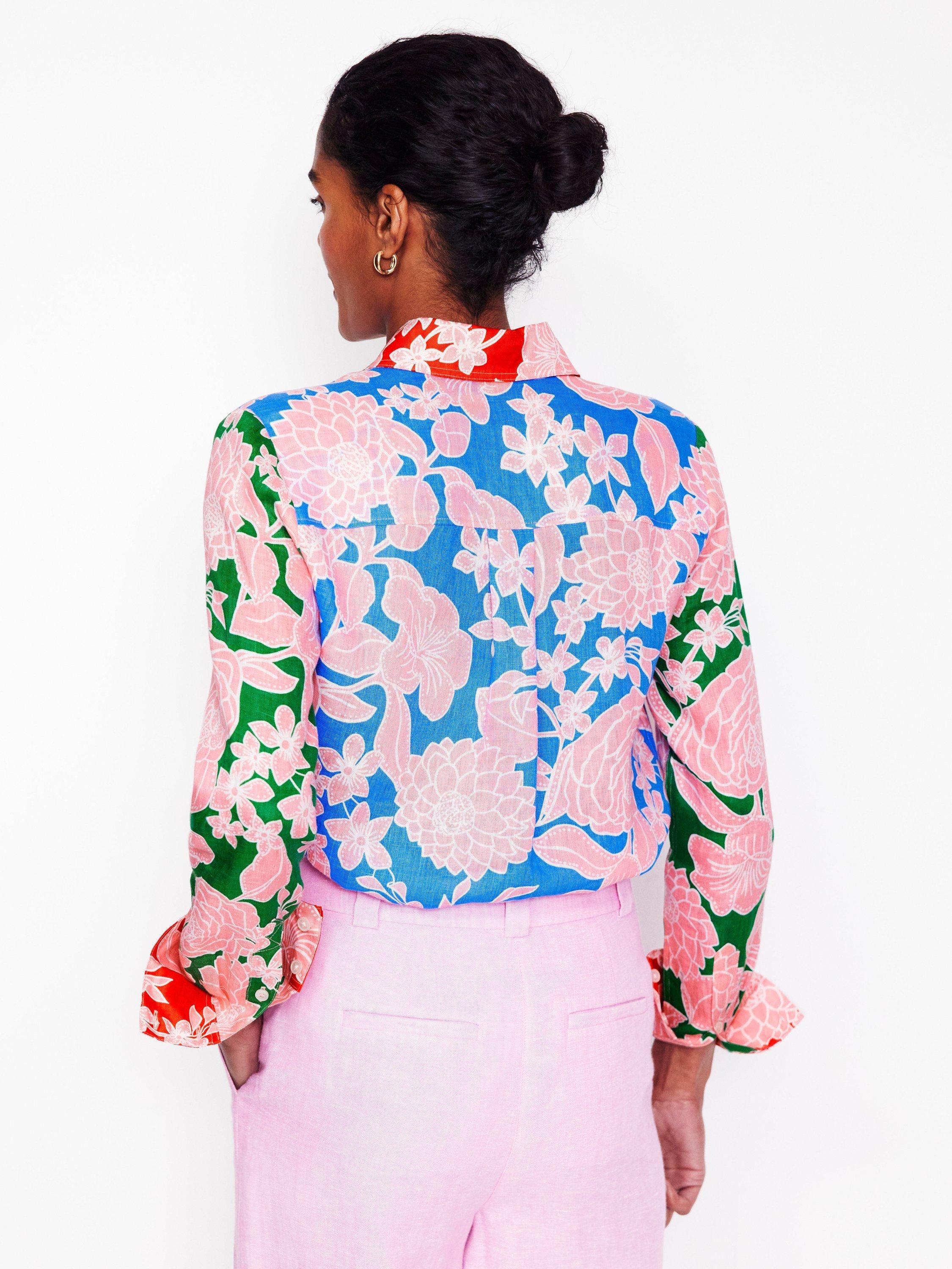 Product image 3 of 5, which shows Boden Sienna Floral Pure Linen Shirt, Multi, 8
