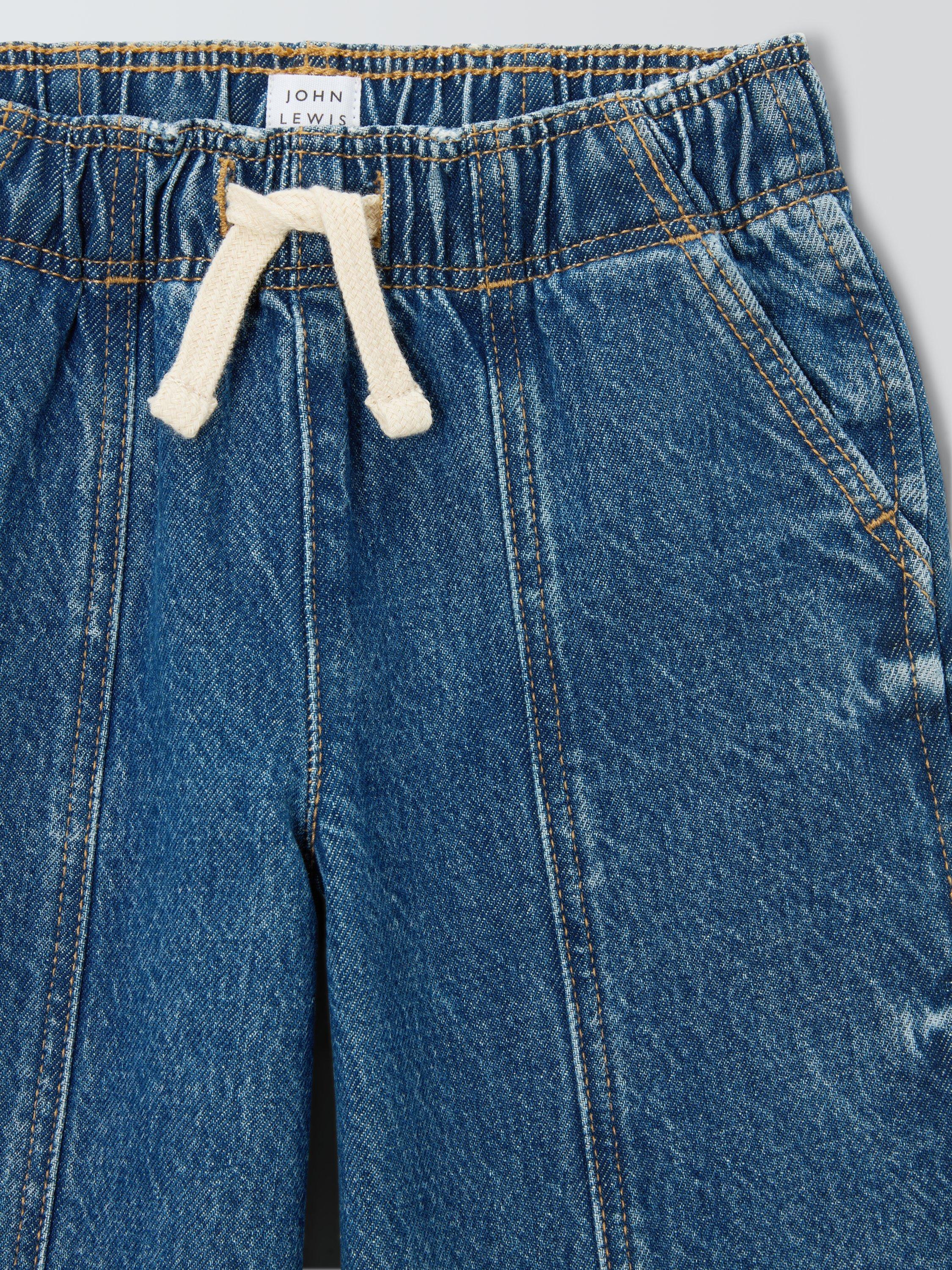 Product image 5 of 7, which shows John Lewis Kids' Drawstring Wide Leg Jeans, Blue, 3 years