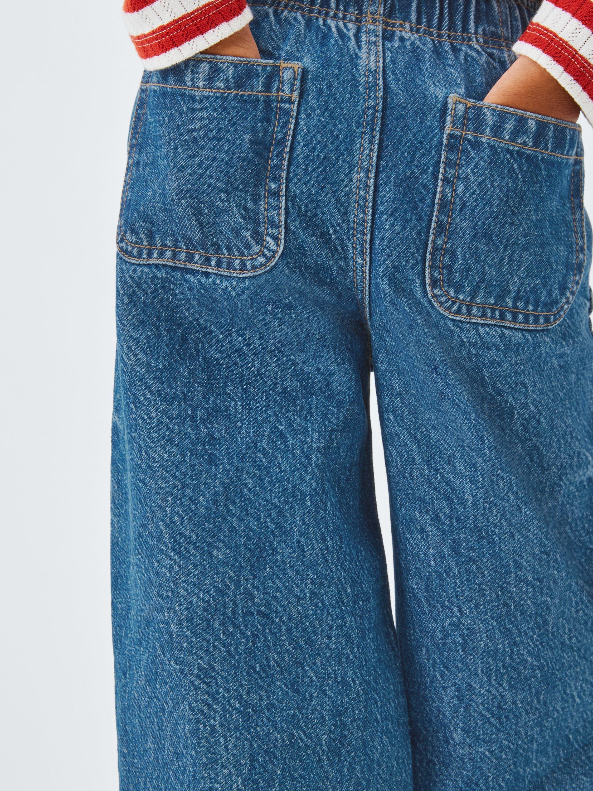 Product image 7 of 7, which shows John Lewis Kids' Drawstring Wide Leg Jeans, Blue, 3 years