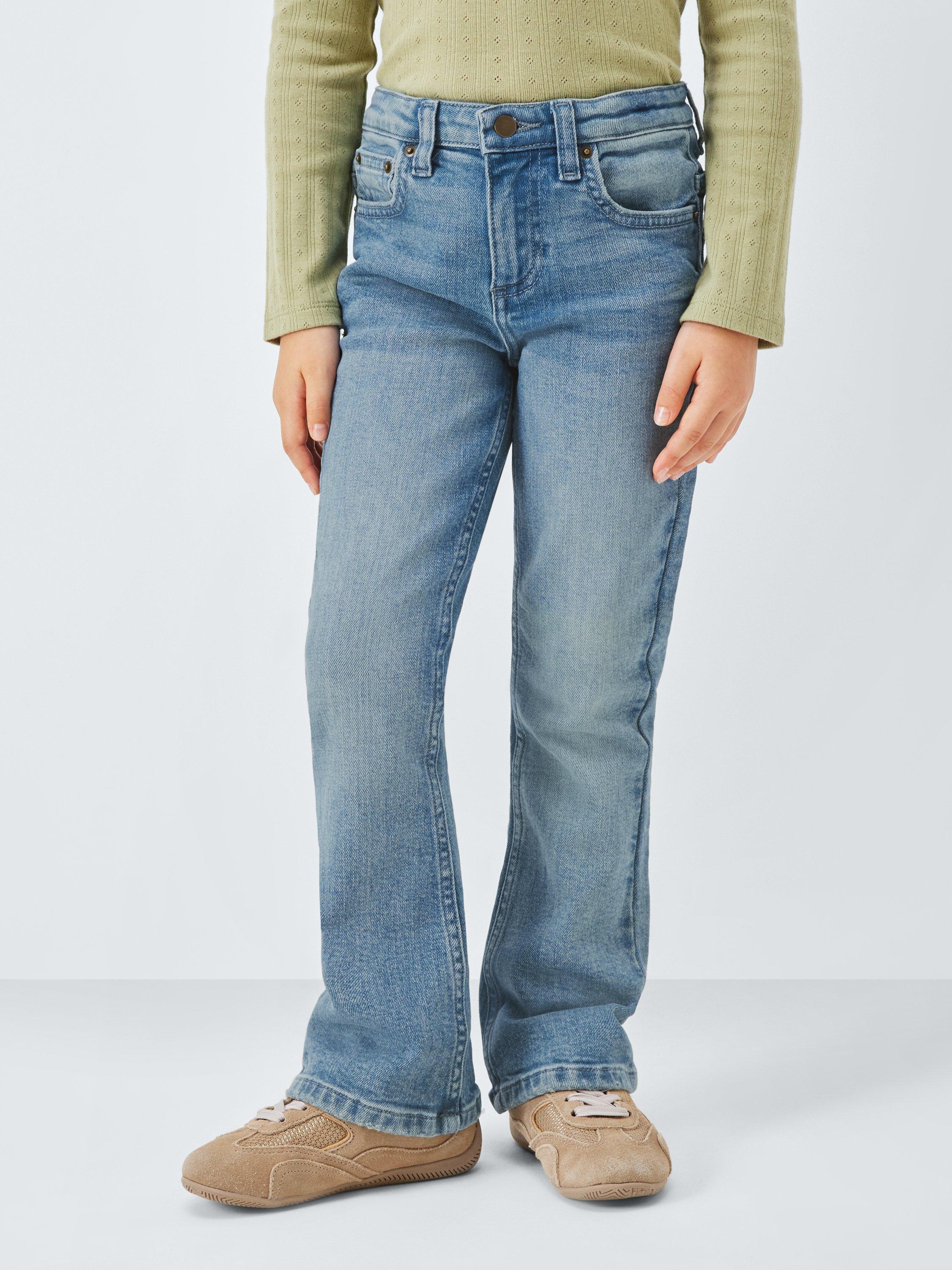 Product image 2 of 8, which shows John Lewis Girl's Slim Fit Flared Jeans, Blue, 3 years