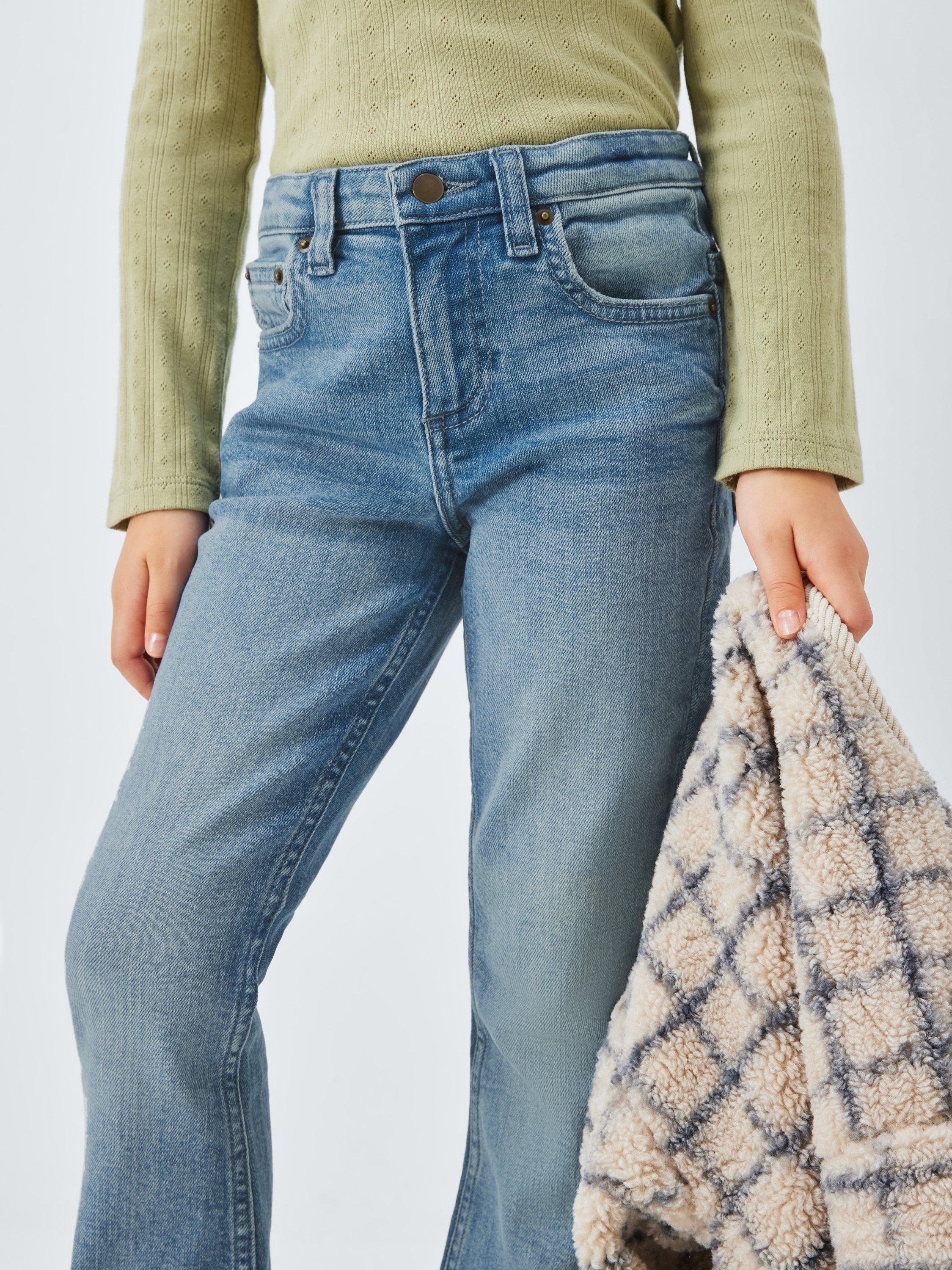 Product image 4 of 8, which shows John Lewis Girl's Slim Fit Flared Jeans, Blue, 3 years