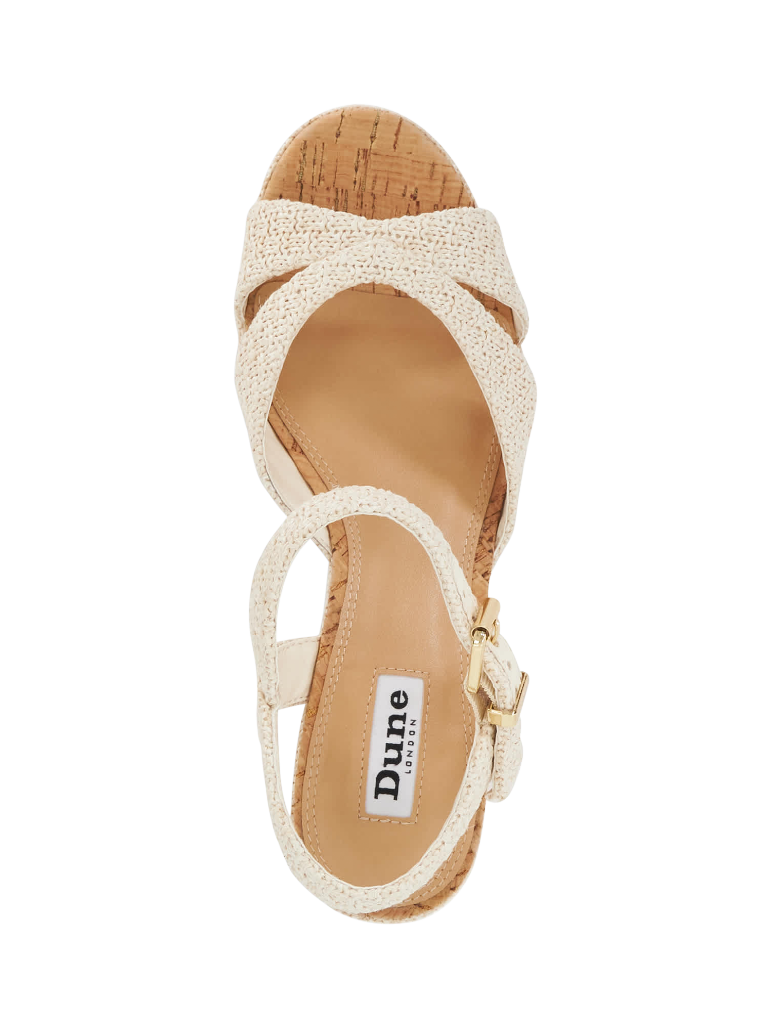 Product image 3 of 6, which shows Dune London Kelulu Textured Wedge Heeled Sandals, Ecru, EU36