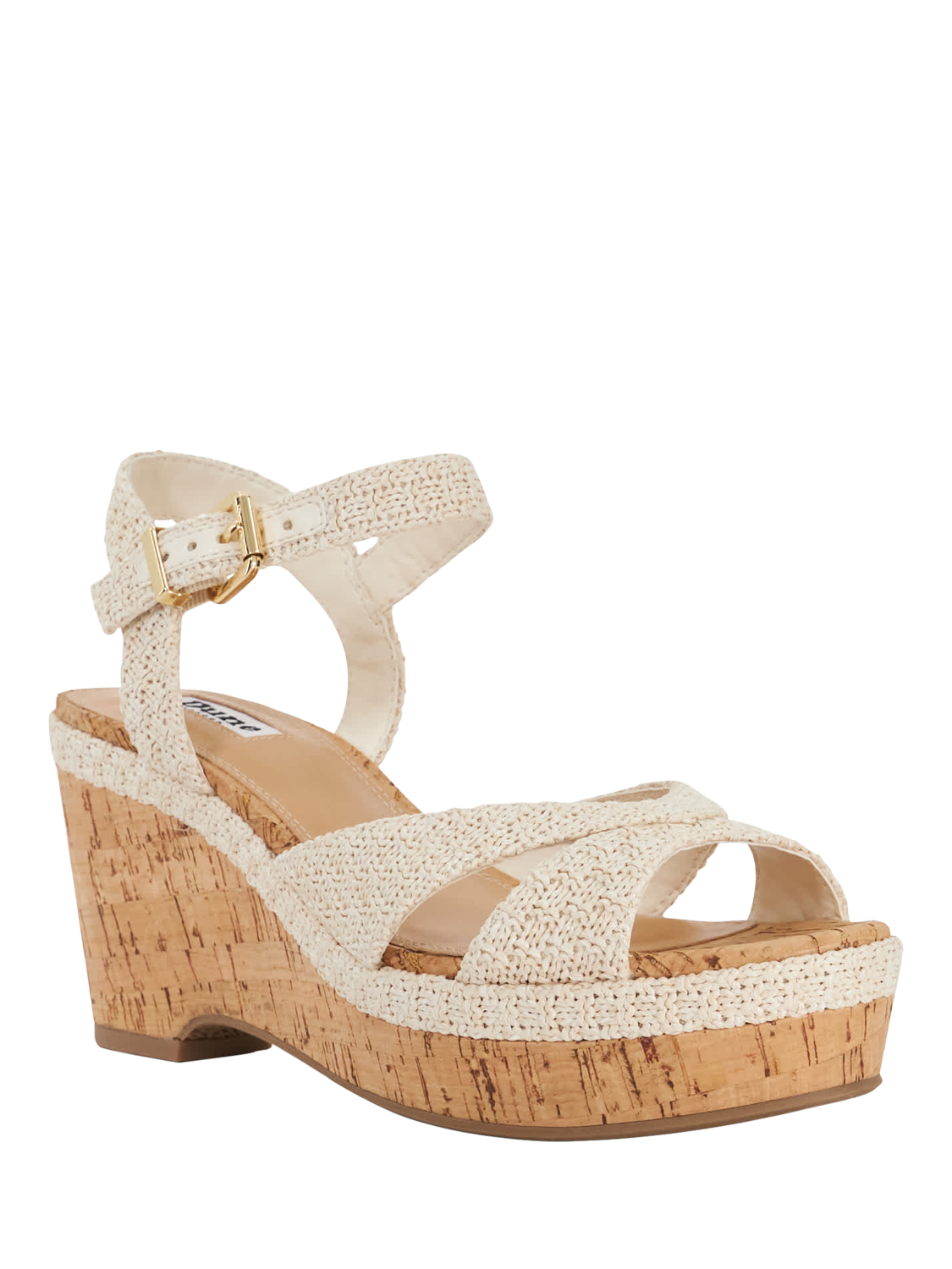 Product image 4 of 6, which shows Dune London Kelulu Textured Wedge Heeled Sandals, Ecru, EU36