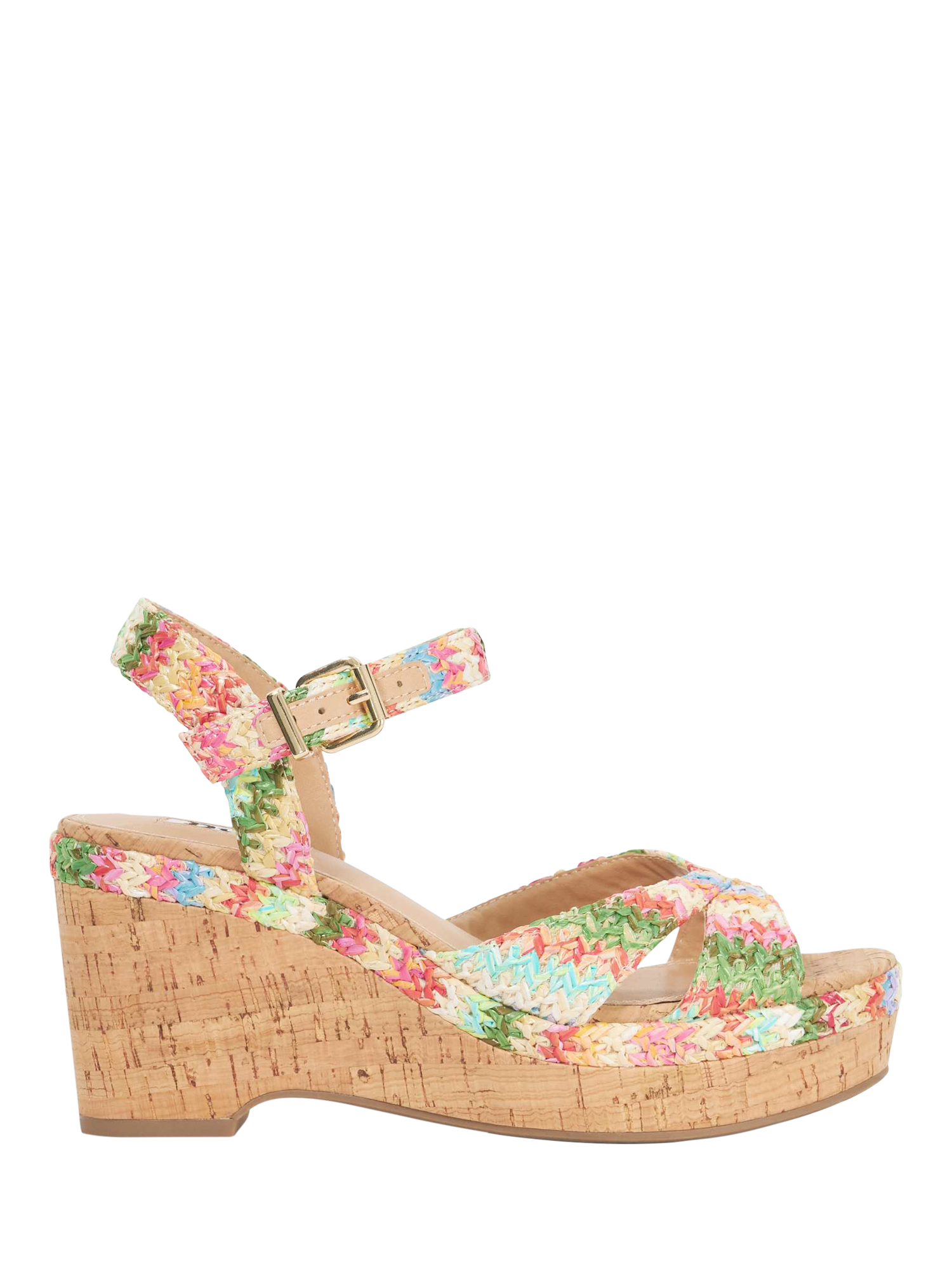 Product image 1 of 6, which shows Dune London Kelulu Stripe Wedge Heeled Sandals, Multi, EU36