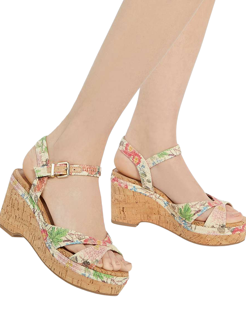 Product image 2 of 6, which shows Dune London Kelulu Stripe Wedge Heeled Sandals, Multi, EU36