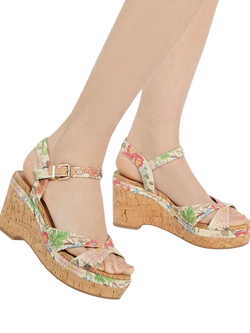 Dune London Kelulu Stripe Wedge Heeled Sandals, Multi - view 2, Multi