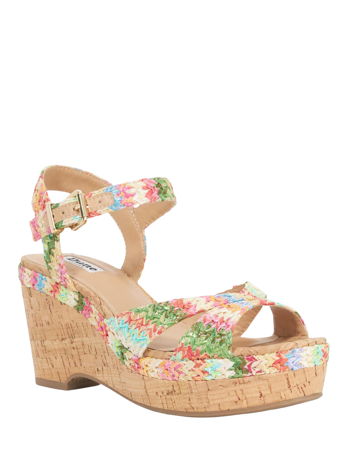 Product image 4 of 6, which shows Dune London Kelulu Stripe Wedge Heeled Sandals, Multi, EU36