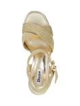 Dune London Kolden Metallic Braided Wedge Heeled Sandals, Gold