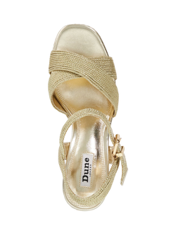 Dune London Kolden Metallic Braided Wedge Heeled Sandals, Gold - view 2, Gold