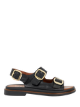 Dune London Luckles Leather Triple Buckle Footbed Sandals, Black