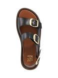 Dune London Luckles Leather Triple Buckle Footbed Sandals, Black