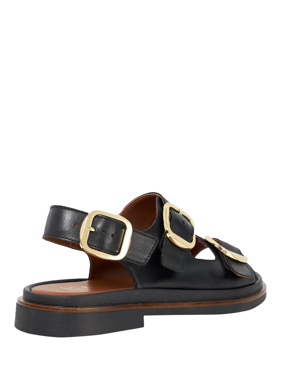Product image 4 of 5, which shows Dune London Luckles Leather Triple Buckle Footbed Sandals, Black, EU36