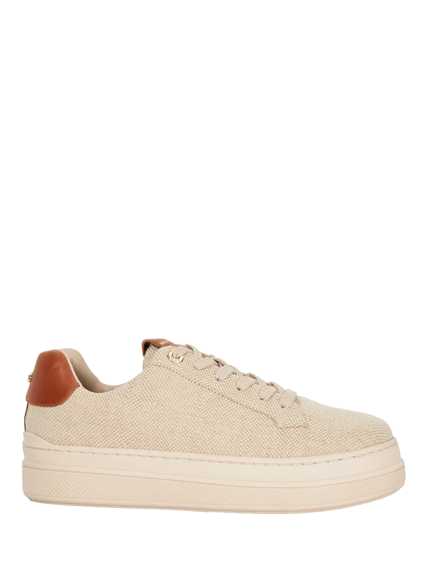 Product image 1 of 5, which shows Dune London Edie Canvas Flatform Trainers, Natural, EU39