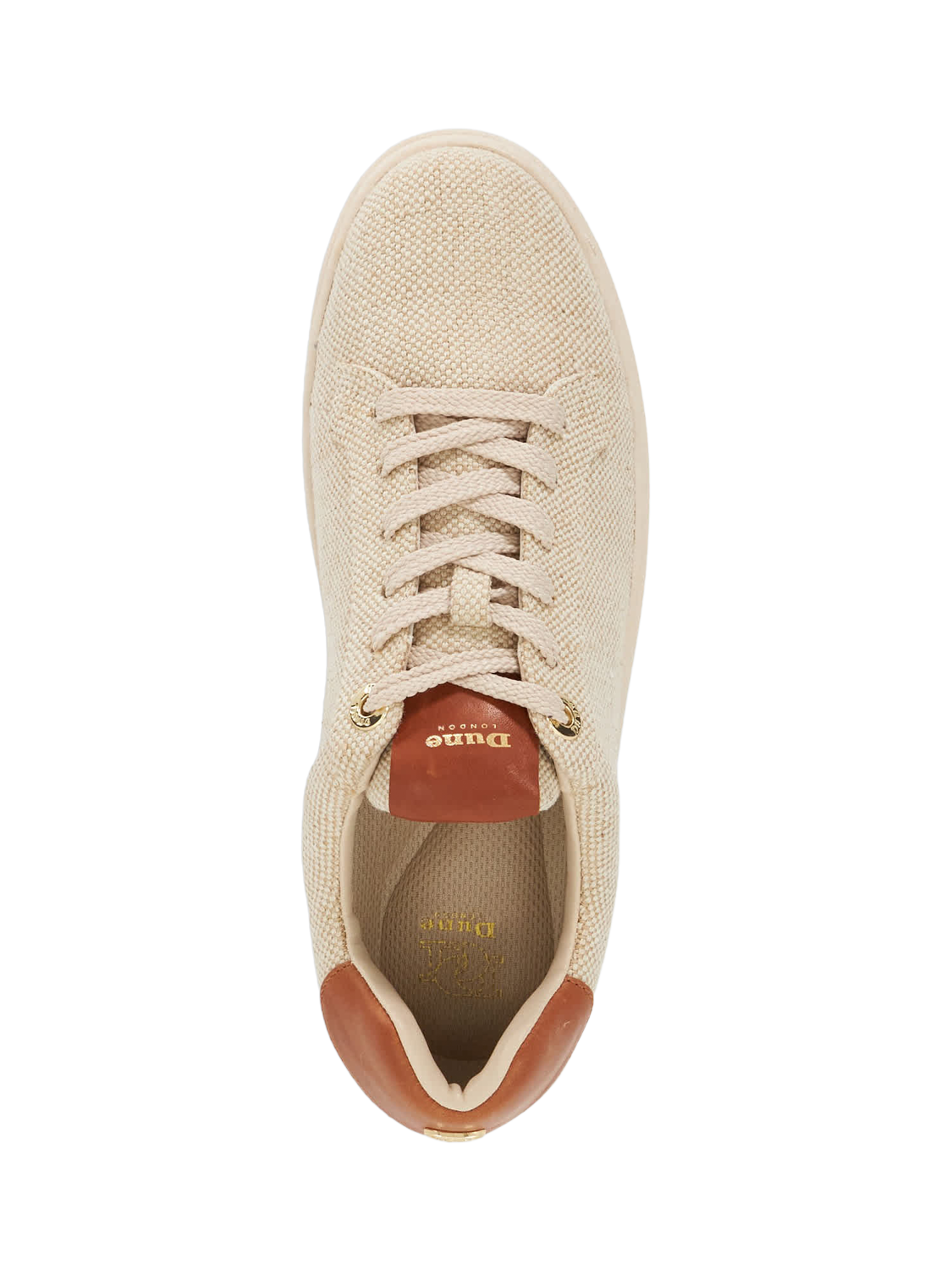 Product image 2 of 5, which shows Dune London Edie Canvas Flatform Trainers, Natural, EU39