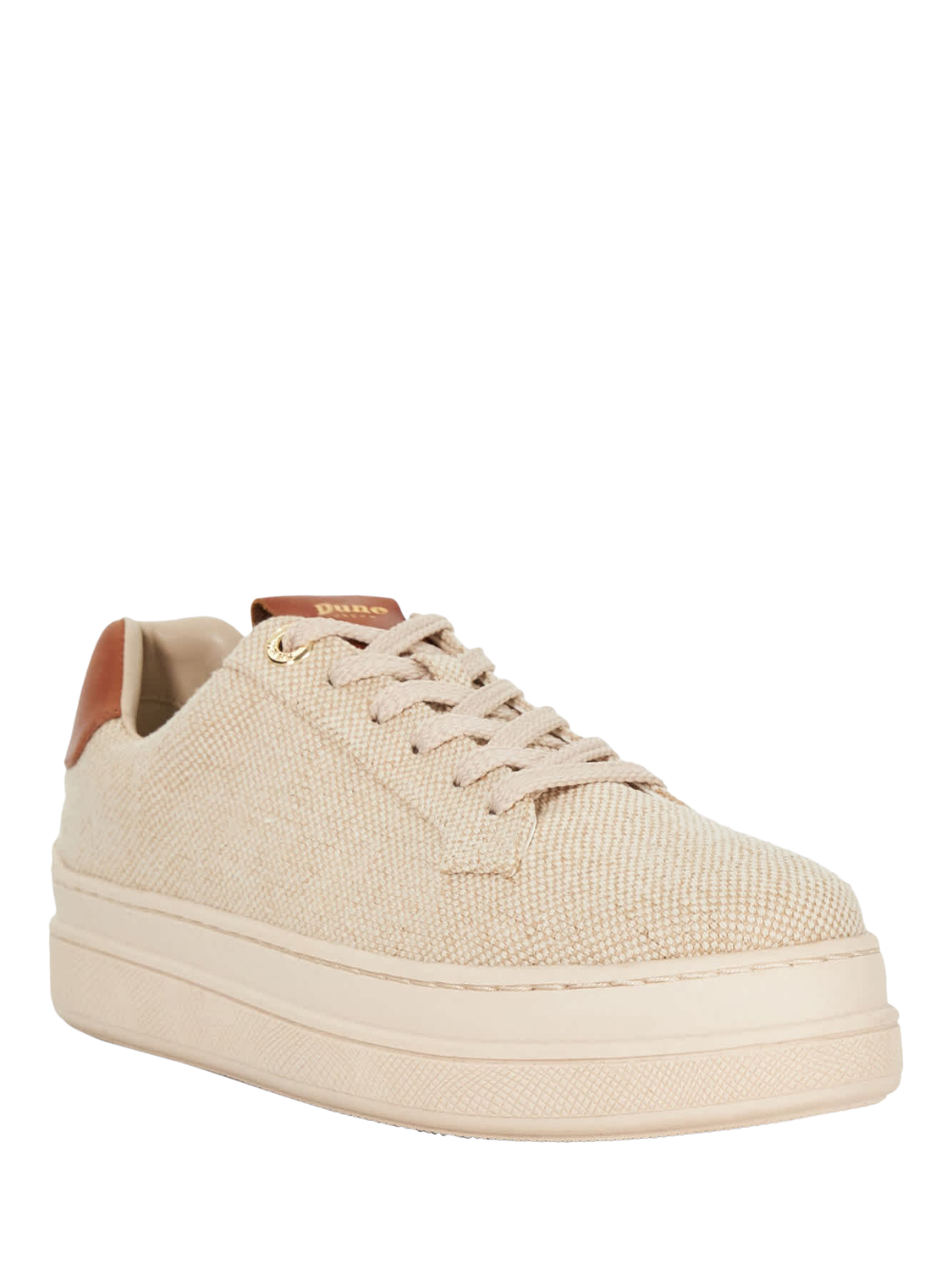 Product image 3 of 5, which shows Dune London Edie Canvas Flatform Trainers, Natural, EU39