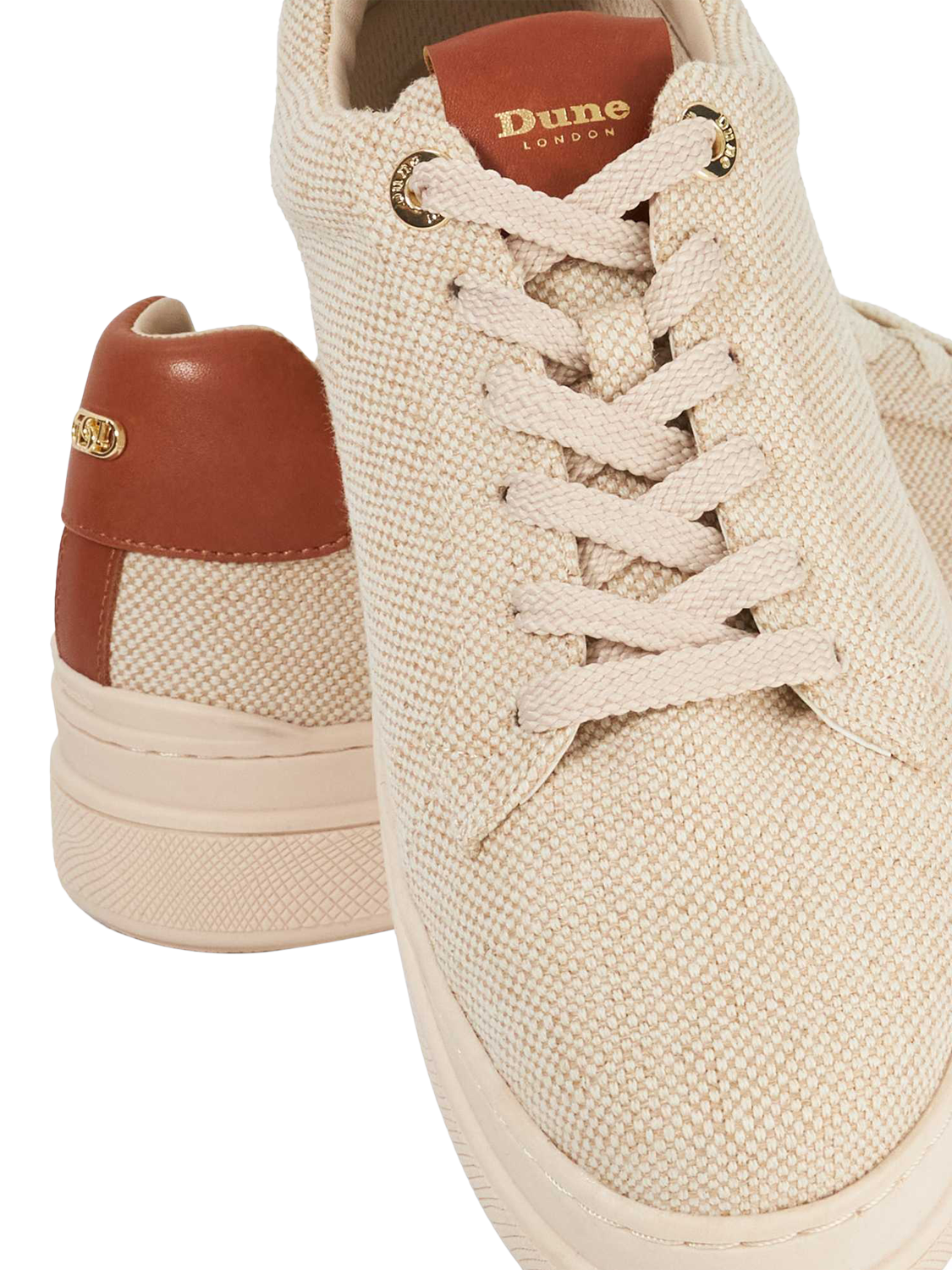 Product image 5 of 5, which shows Dune London Edie Canvas Flatform Trainers, Natural, EU39