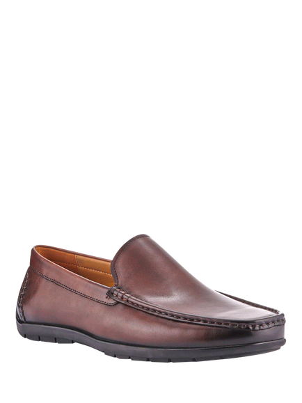 Jones Bootmaker Rawston Wide Fit Leather Moccasins - view 2, Brown