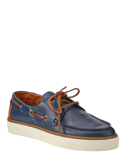 Jones Bootmaker Rhodes Leather Boat Shoes - view 2, Navy