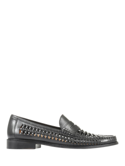 Jones Bootmaker Riverside Woven Leather Loafers, Black