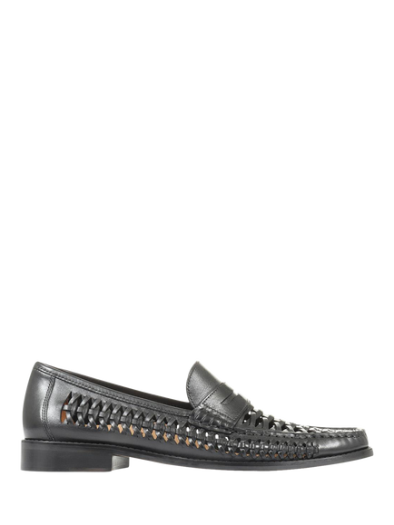 Jones Bootmaker Riverside Woven Leather Loafers, Black