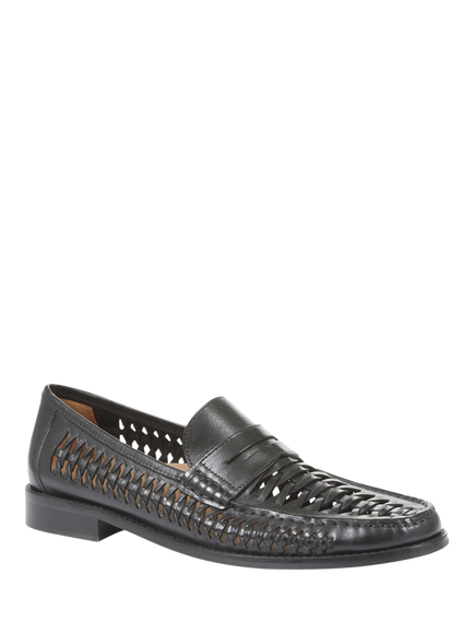 Jones Bootmaker Riverside Woven Leather Loafers - view 2, Black
