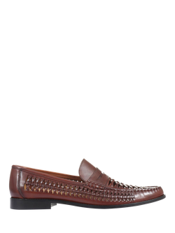 Jones Bootmaker Riverside Woven Leather Loafers, Cognac